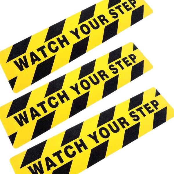 Anti-slip Floor Sticker WATCH YOUR STEP Black on Yellow