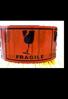 09e72b1fc300e518e6fdecabb3c258cdf3ed35e73c55ed389cafb6ef894218a0 Label - PVC-FRAGILE Black on Fluro Orange 75mmx100mmx50m 500/rl 24rl/ctn