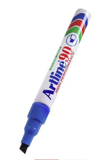 Marker Artline 90 Permanent Chisel Tip Blue 2-5mm 12/pack