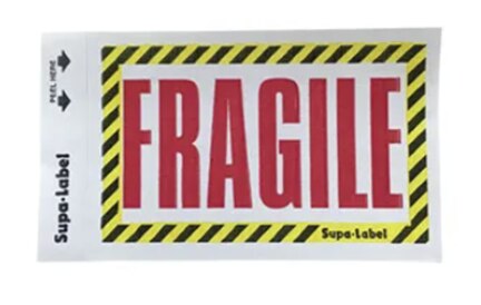 FRAGILE - SUPA Label Red on White 75mmx135mm 500/INR