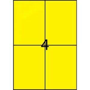 Label - 4UP A4 210x295mm Fluro Yellow (in Boxes)