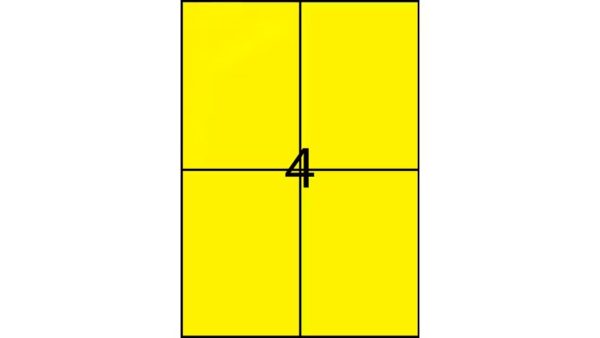 Label - 4UP A4 210x295mm Fluro Yellow (in Boxes)