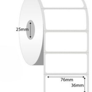 Direct Thermal Label Plain White 76mm x 36mm (25mm core) 350/roll