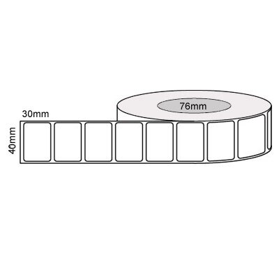 Label - Direct Thermal Plain TC Permanent 40x30mm 76mm Core 2500/rl