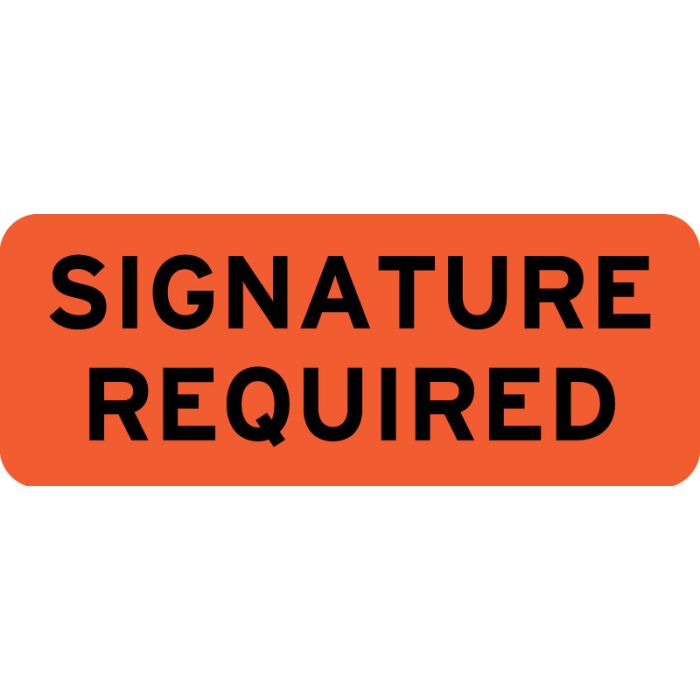 Signature Required Label 90mmx30mm Fluro Orange 2000/roll