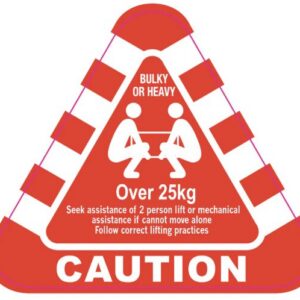 Red Heavy Labels Triangle 500/roll Caution Over 25kg