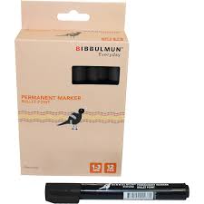 2940074b9c41c3700169dc171cf364f5cf6f1f87595d99aff1c71a93bb5f877a Marker BIBBULMUN Permanent Marker Bullet Tip Black 12/box
