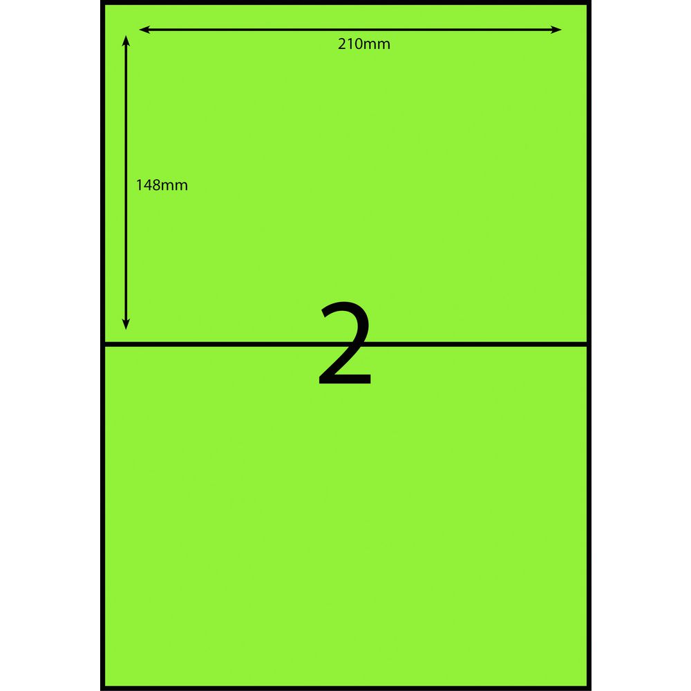 Label - 2UP A4 210x295mm Fluro Green (in Boxes)