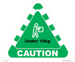 Weight Triangle - Small Green Sticker Caution Under 10kg 1000/roll