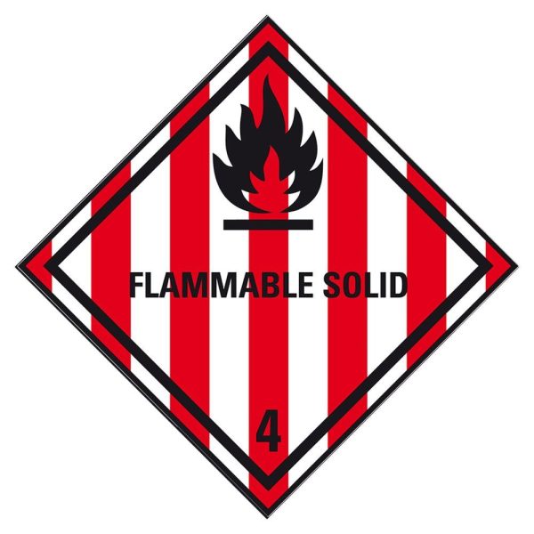 Flammable Solids Label 100x100mm 38mm core 500/roll