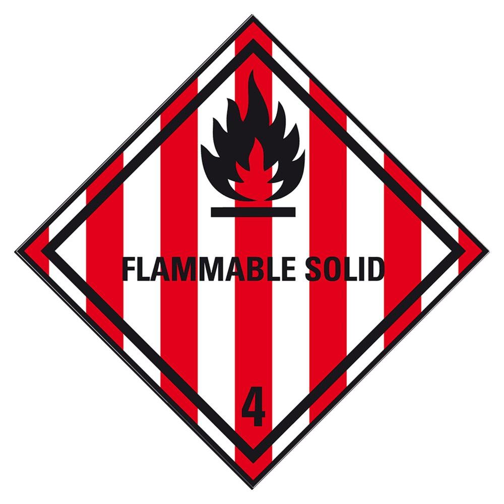 Flammable Solids Label 100x100mm 38mm core 500/roll
