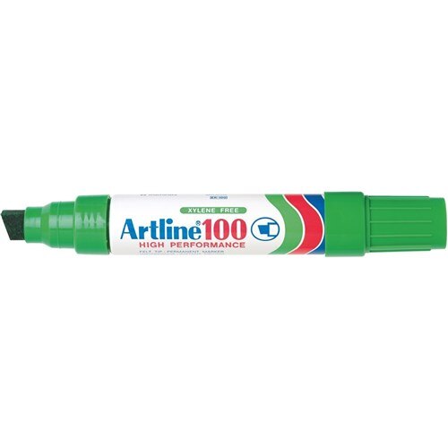 Marker Artline 100 Permanent Chisel Tip Green 12mm 6/box