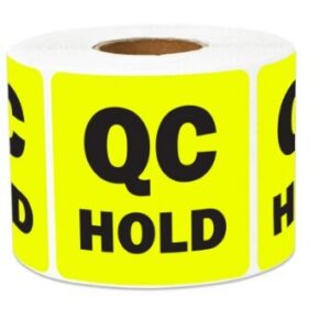 Quality Hold Label 100mmx100mmx76mm Core Black on Fluro Yellow