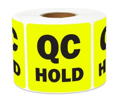 Quality Hold Label 100mmx100mmx76mm Core Black on Fluro Yellow