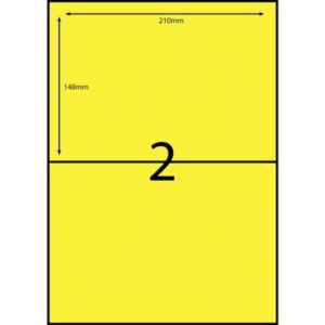 Label - 2UP A4 210x295mm Fluro Yellow (in Boxes)