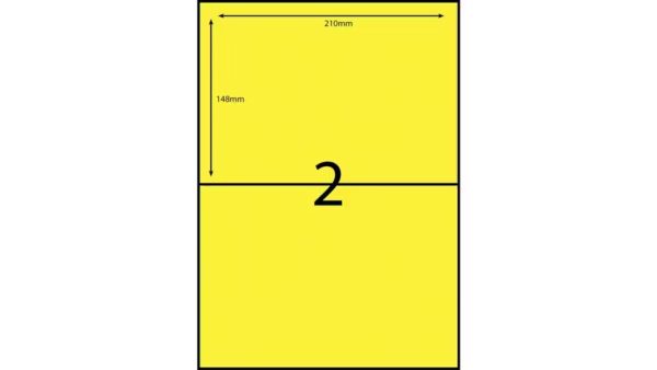 Label - 2UP A4 210x295mm Fluro Yellow (in Boxes)