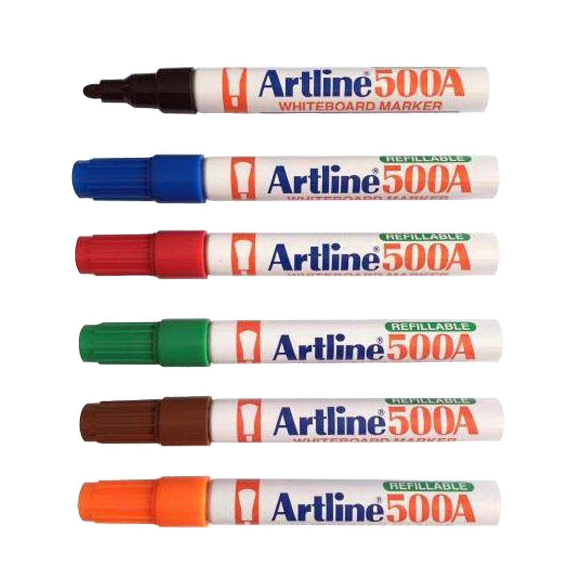 48767cddbeda29dc7d26a956ebdfba935216fd3eb7f30d86dac392ad4a5c8c33 Marker Artline 500A Whiteboard 2mm Tip Assorted Colours 12/box