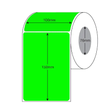 Fluro Label GREEN 100mm x 150mm x 76mm core