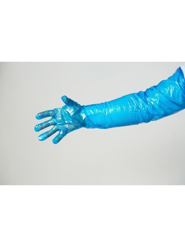 Veterinary Gloves LARGE Polyethylene Blue Heavy Duty 900mm Shoulder Length 100/INRx