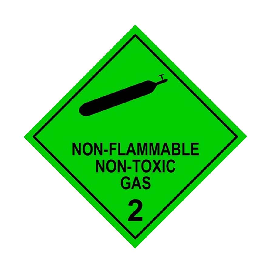 Label - Non Flammable Non Toxic Gas 2 Green 50mm x 50mm 1000/roll