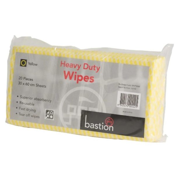 Wipes Heavy Duty  30cmx60cm  Yellow 20/pack 10packs/ctn