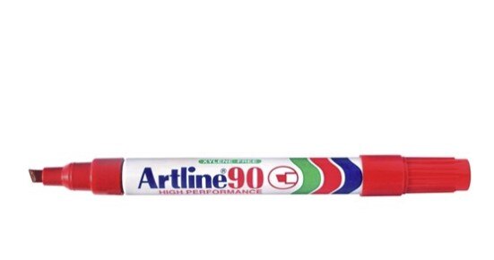 63b250089195346dca4e5004ab117b3f207c665e1b679b8cb0fa6e2fcd917da7 Marker Artline 90 Permanent Chisel Tip Red 12/pack