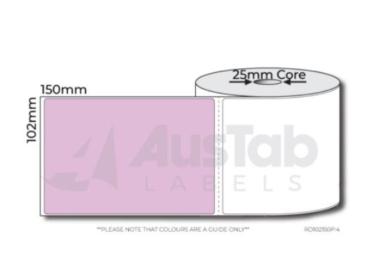 Thermal Direct Label Pink 102mmx150mm 500/Roll 25mm core 8rl/box