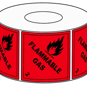 6d6e72f186e31ae858b0b70fd6af8e7a5b4bb1bb18e2532d296bed56ae8b0525 Dangerous Goods Label - Flammable Gas 2 Red - 100mmx100mm 76mm core 500/roll/ 15/ctn