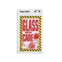 GLASS WITH CARE - SUPA Label 75x130mm Red on White  500/INR