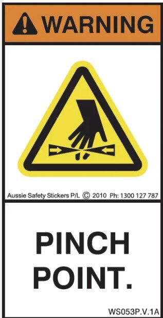 Sticker PINCH POINT 50mmx150mm  Black/White