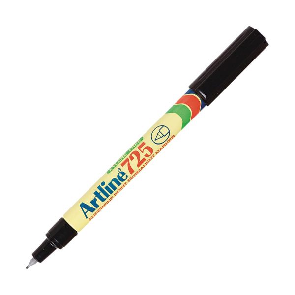 7485d3bc7268f7235f352aa6b85605574030c8af544cabe4d5f28484dce74cab Black Artline 725 Permanent Marker 0.4mm Tip Black 12/box