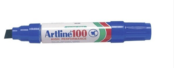 7634428036af3b3e8cc791b23d2ad39ed4ac757f6850ac0294fb7f6605e159bc Marker Artline 100 Permanent Chisel Tip Blue 12mm 6/pack