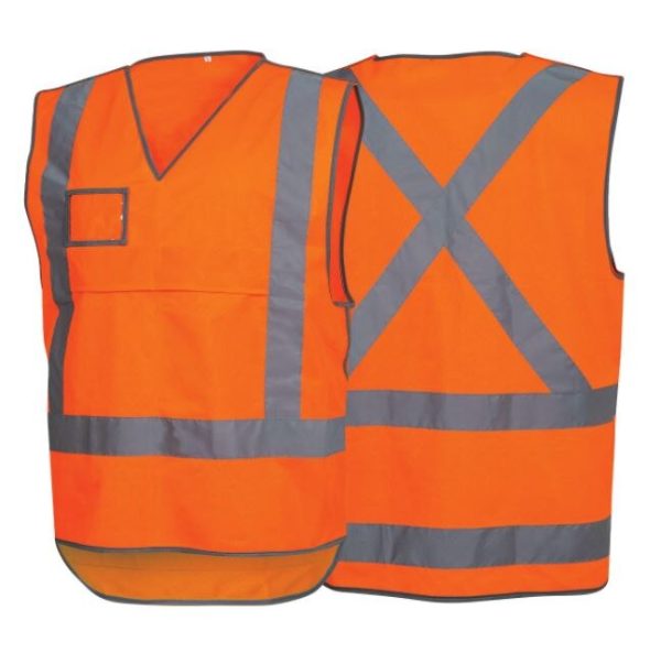 Safety Vest Day/Night Orange Atex Rail Compliant X Pattern - X Large