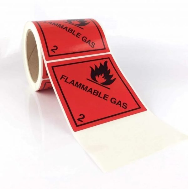 Dangerous Goods Label - Flammable Gas 2 100mm x 100mm (38mm Core) *SKU