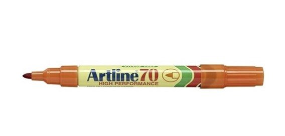 870270eb43cec6cbf60559cb05d691b766d23bbebef503ed6d4168930878a850 Marker Artline 70 Permanent Bullet Tip Orange 1.5mm 12/box