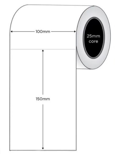 DIRECT THERMAL White Label 100mmX150mm 25mm core 95/Roll