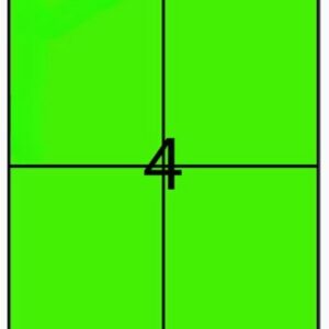 Label - 4UP A4 210x295mm Fluro Green  (in Boxes)