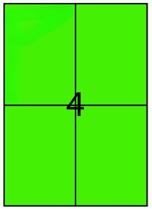 Label - 4UP A4 210x295mm Fluro Green  (in Boxes)