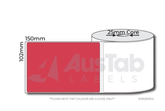 aa34e830bf32e6111e71f32032da81102f73c03d162fd614b687c724f11b4074 Thermal Direct Label Red 102mmx150mm 500/Roll 25mm core 8rl/box