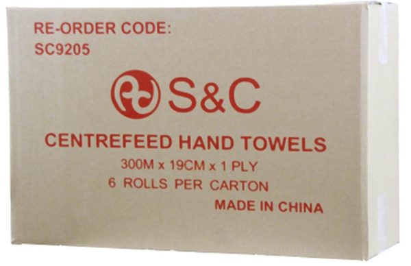 Hand Towel - Centrefeed 19mmx300m 6rl/ctn