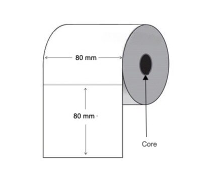 cfc7df523ad57722d4bec6455c47036877fa81d6b8f9f1e9053eb80cc6a09f2d Direct Thermal Label Paper Eco White Plain Permanent 76mm core 80 x 80mm 1000/roll