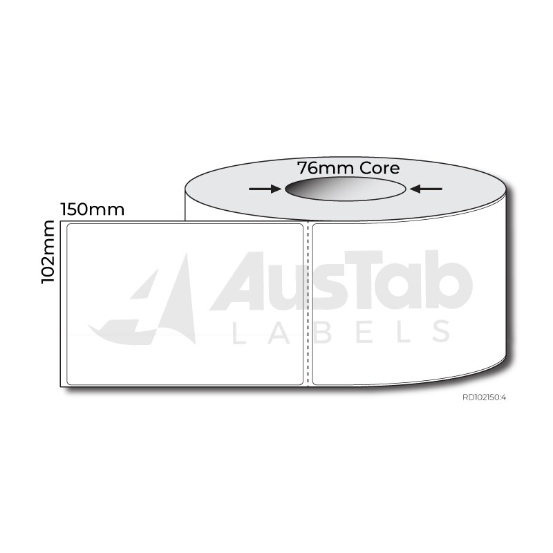 Label - Direct Thermal Plain White 102mmx150mm 333/rl 12rl/ctn (38mm core) RD102150:5A
