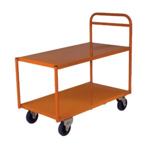 200kg Rated Steel 2 Tier Platform Trolley Medium - 1110 x 610mm - Orange