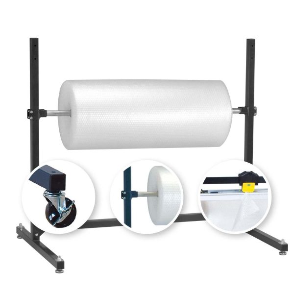 debf9d0843b6a26a4b61650415730fb6e30d4ac2942a5d472062ce7ae137005b Dispenser Frame (1 rod) with Cutter Assembly 150cm & Castors for Bubblewrap/Film