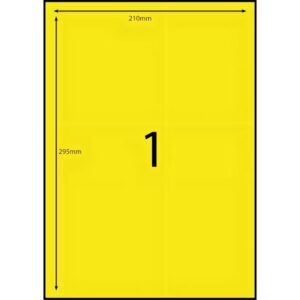 Label - 1UP A4 210x295mm Fluro Yellow (in Boxes)
