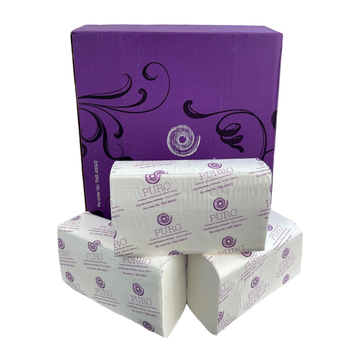 Hand Towel - TMS4000/2 Slimline 2ply 225mmx230mm 200/pk 20pk/ctn 40/plt