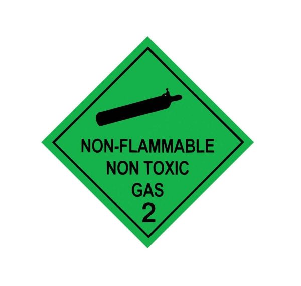 Label - Non Flammable Non Toxic Gas 2 Green 100 x 100mm 500/roll