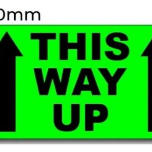 f290c85e30e69bcb844d3cb8f0a1d39e64424d58d17db053d277025a8f0736b9 THIS WAY UP Label 130mmx74mm 500/roll Fluro Green