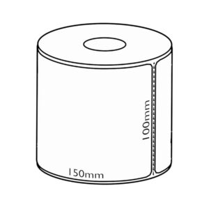 f46a76b389aef5956f5d848206991db95eaa24296c530f7ee7dc74265af619a5 Direct Thermal label Eco Permanent Rectangle 100 x 150mm 350/roll 38mm core with perf