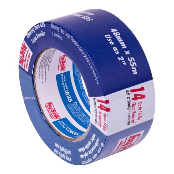 fb96e4f900cf683a6b73c0c3542a010c81c00bcc4abd76e2d3fbb7077a3b1ec6 835 Hystik 14 day Outdoor Masking Tape 48mmx55m 24rl/ctn